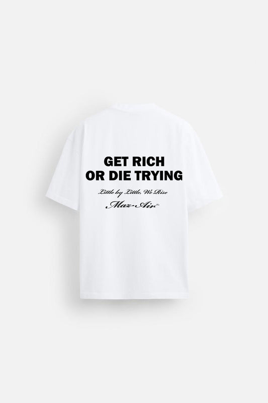 MAZ-AIR™ "Get Rich or Die Trying" Tee — White Edition