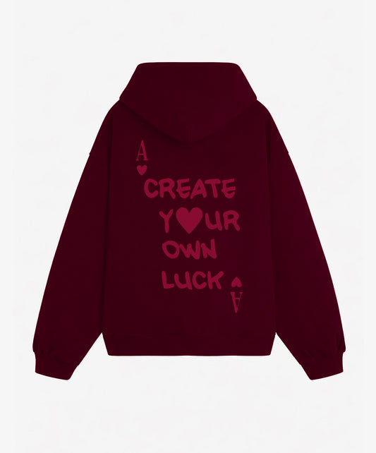 MAZ-AIR™ “Create Your Own Luck” Hoodie — Burgundy Edition